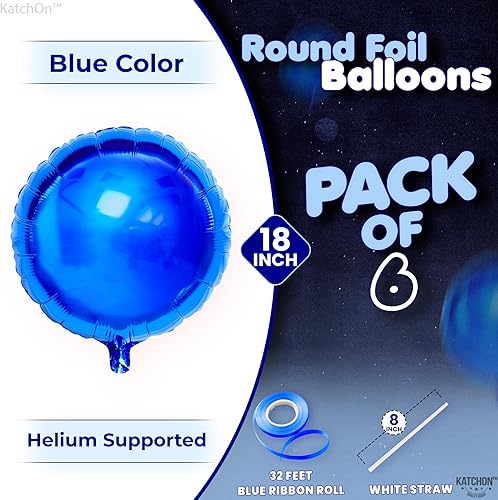 Miniatura 3 de KatchOn, Globos grandes de color azul rey, 18 pulgadas, paquete de 6, globos de aluminio azul, globos metálicos azul rey para decoraciones de fiesta