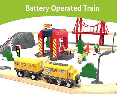 Miniatura 8 de Juego de tren a batería para pistas de madera, juguetes magnéticos motorizados compatibles con Brio, Thomas & Friends, Chuggington