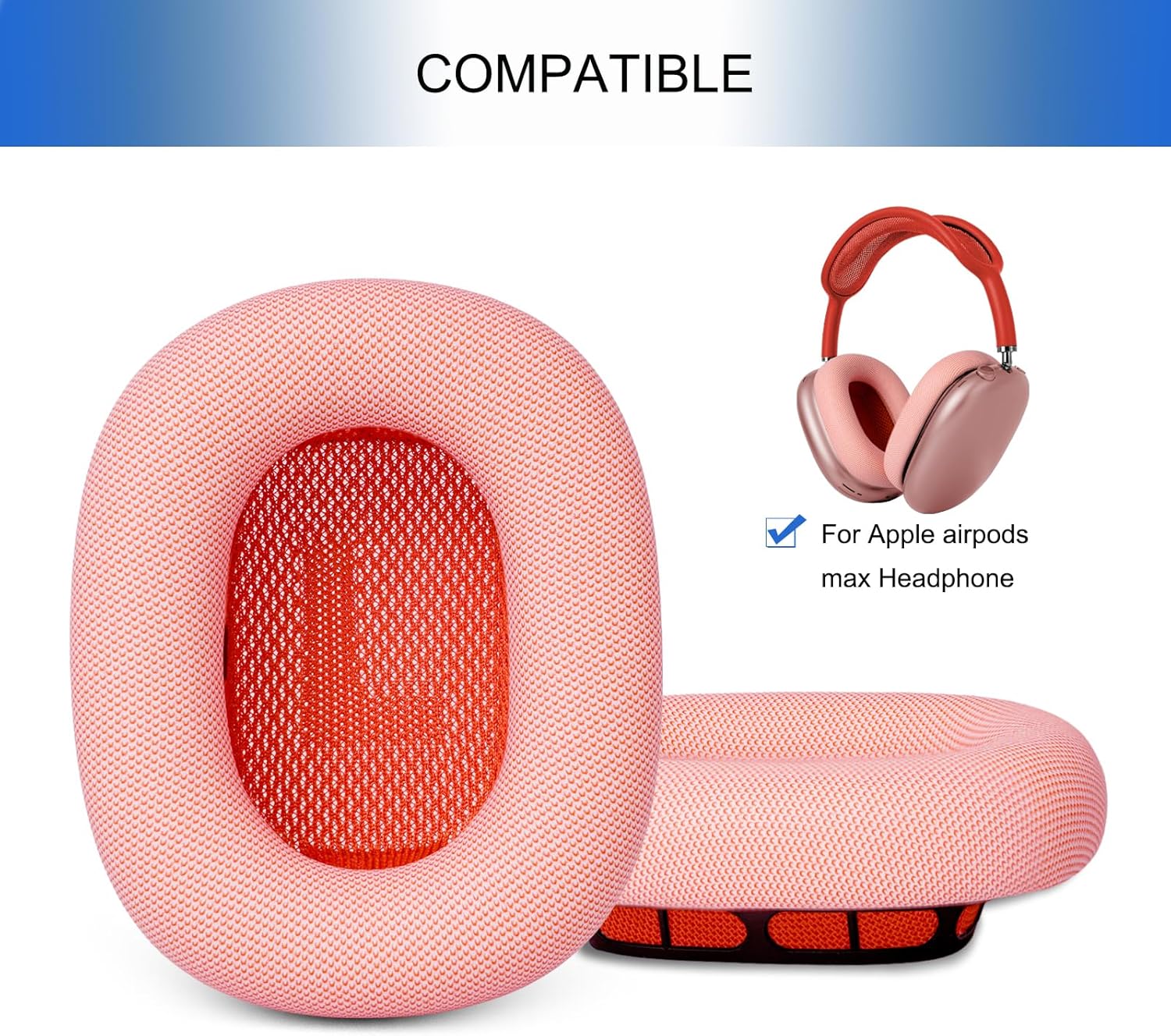 Ear Cushions Replacement for AirPods Max - Upgraded Ear Pads for Apple AirPods Max Headphones, GVOEARS Ear Cups Cover for Workout (Pink)