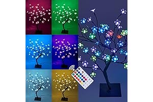 LIGHTSHARE: 18-Inch Cherry Blossom Bonsai Tree LED Delight
