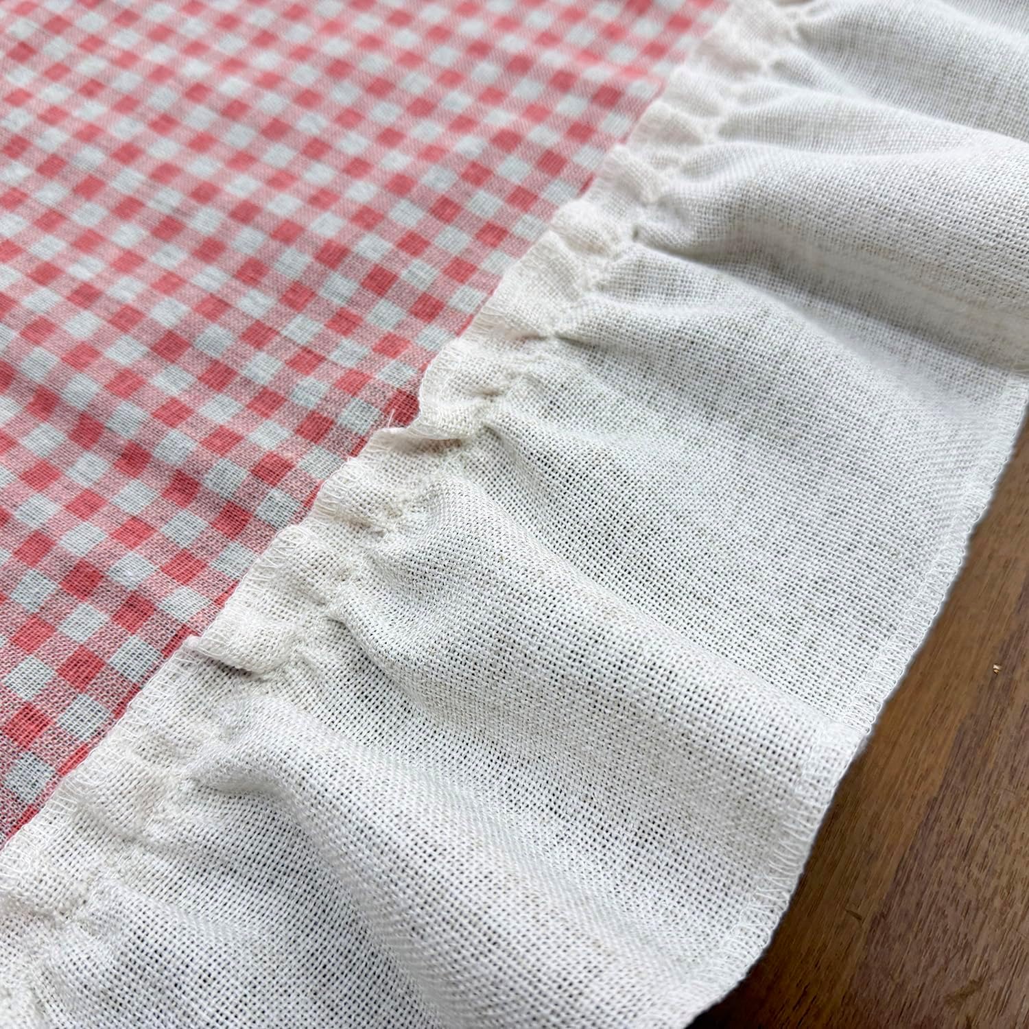 2PCS Kitchen Plaid Curtain Valance with Storage Pockets for Window