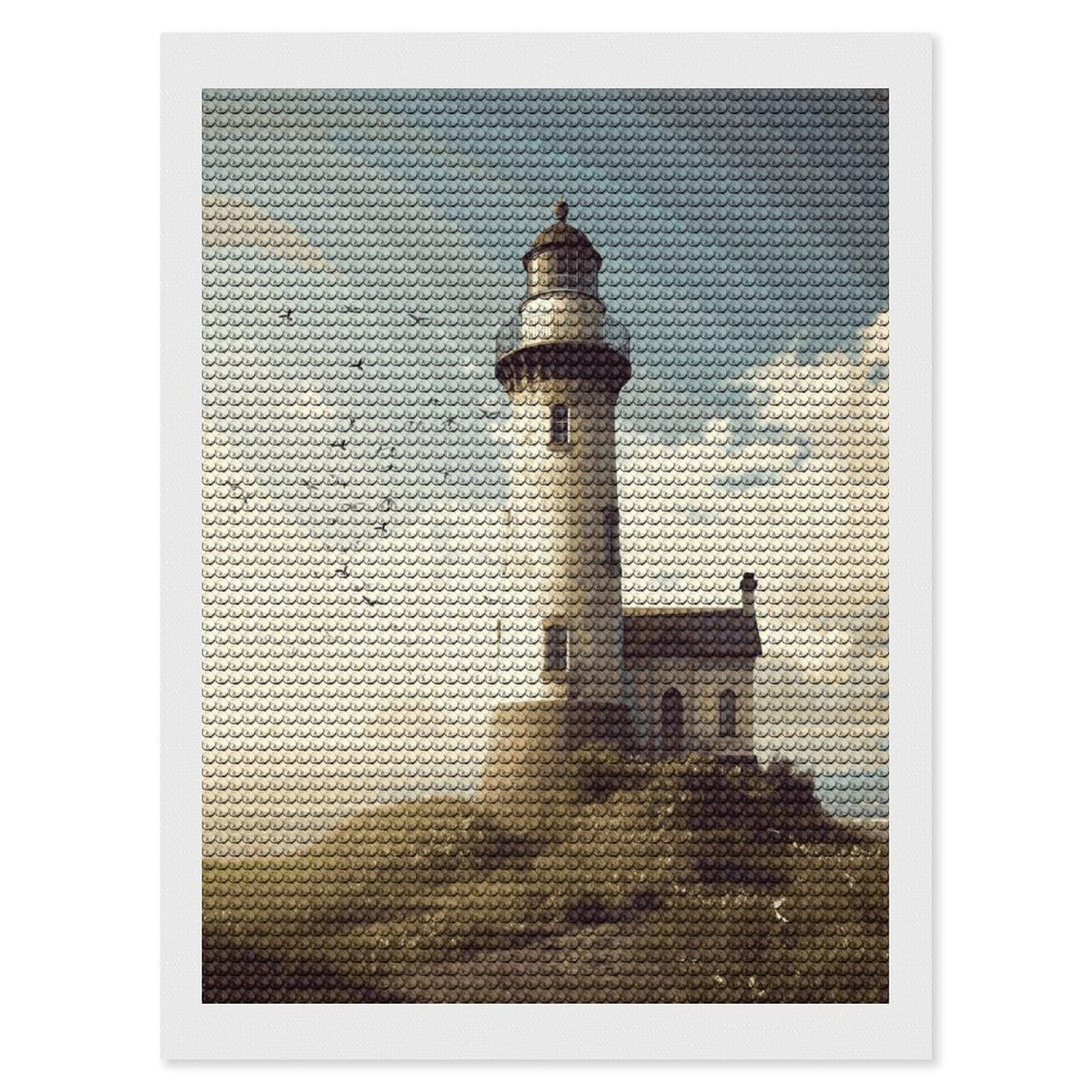 FekiLoot Old Lighthouse Paint by Numbers Kit for Adults Beginner DIY Diamond Dots Paintings Round Full Drill Diamond Art Kits Picture Diamond Art Painting Kits for Home Decor 12"x16"