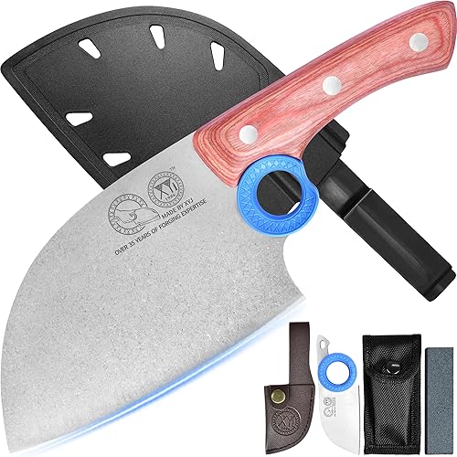 Miniatura 21 de XYJ Auténtico desde 1986, cuchillo de carnicero grande y resistente, cuchillo de chef serbio con estuche, cuchillo de cocina para vegetales del