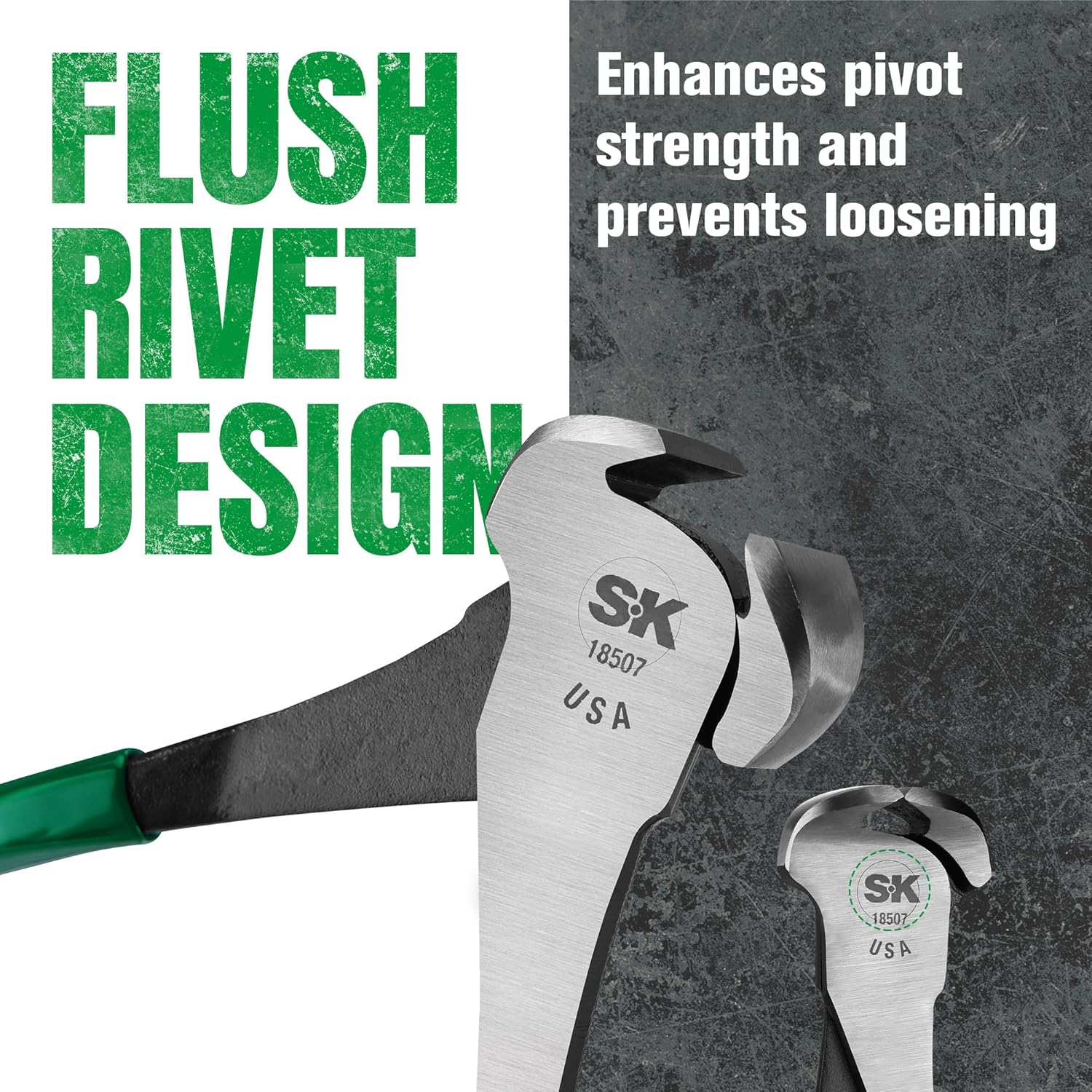 SK Tools USA 7-Inch End Cutting Pliers, Heavy Duty Nail Puller Pliers, High Carbon Steel, Padded Handle for Comfortable Grip