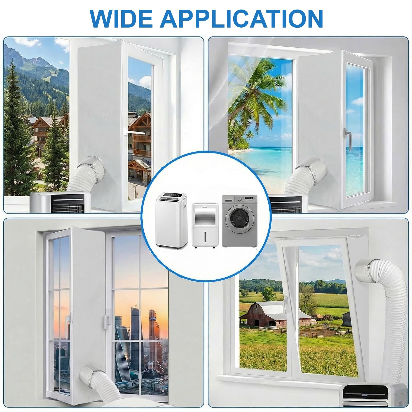 Guarnizione Finestra per Condizionatore Mobili, 400cm Guarnizione Universale per Condizionatore Portatile Kit Finestra Hot Air Stop, Window Seal per Asciugatrice (Facile da Installare)