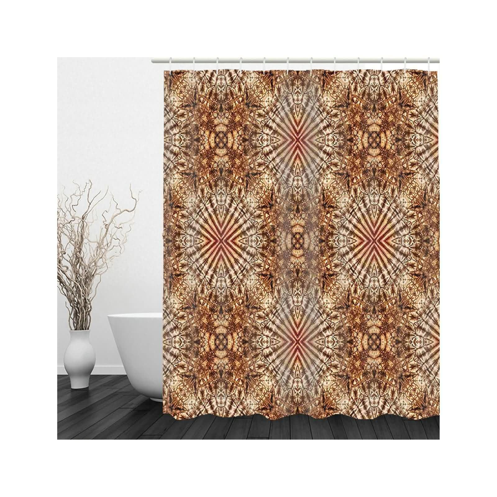 Rideau de douche motif floral marron rideau de salle de bain tissu lavable