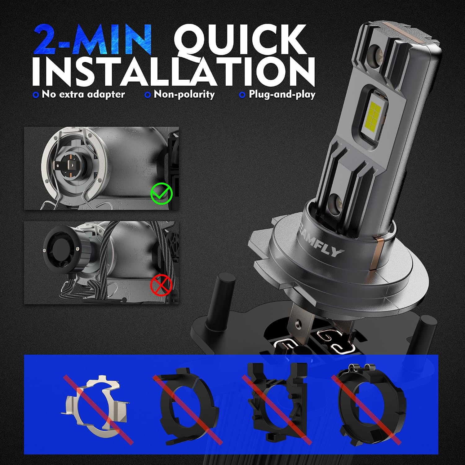 BEAMFLY H7 LED Bulb installation steps