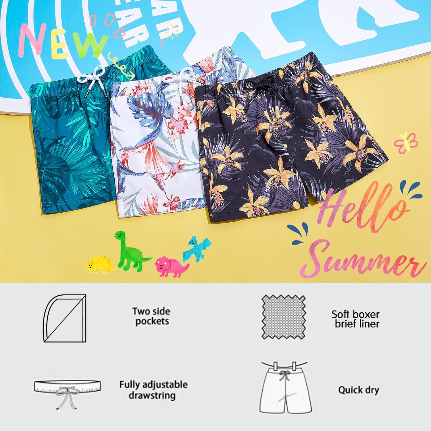 BRISIRA Boys Swim Trunks Bathing Suit Compression Boxer Brief Liner Swim Shorts Swimsuit Anti-Chafe Toddler Kids Youth Teen - Image 4