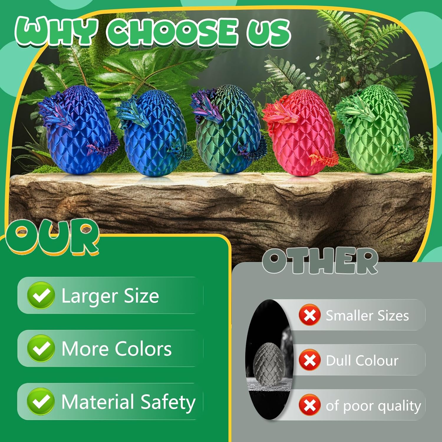 3D Printed Dragon Egg with Dragon Inside,Mystery Articulated Crystal Dragon Fidget Toys for Kids, Teens & Adults - Easter, Christmas & Birthday Surprise Gift