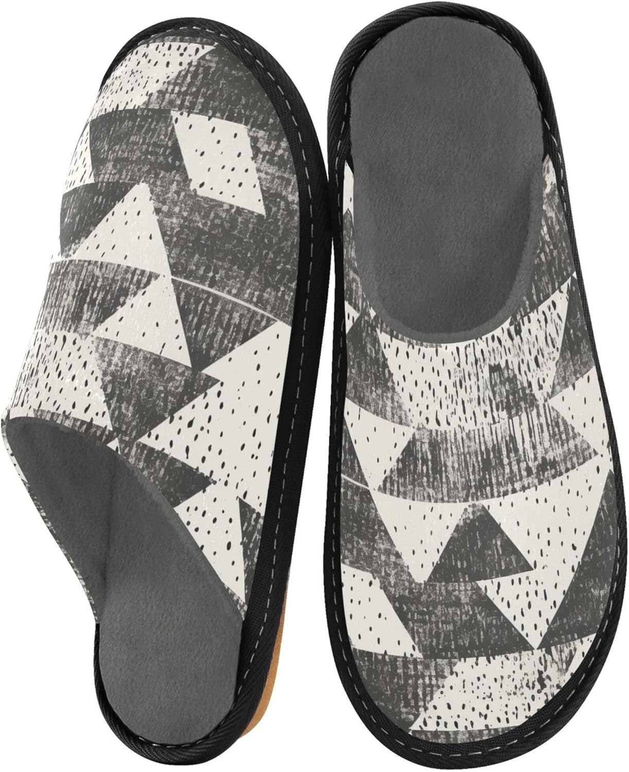Boho Bohemian Geometric House Slippers – Cozy Fuzzy Slippers for Guests, Washable & Disposable, Perfect for Shoeless Home, Spa & Hotel Use A111053