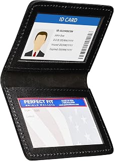 Duty Leather 2 ID Leather Bifold License Holder Dual Double I.D. Case Card Permit Slim Wallet (Black)