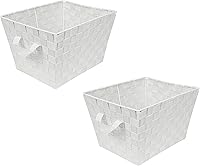 Vista 25 de Simplify Bolso grande con correa tejida Cesta de almacenamiento decorativa 2 asas Organización Armario Dormitorio Baño Guardería