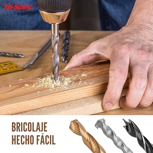 Miniatura 5 de Hi-Spec Juego de brocas múltiples SAE de 99 piezas 14 tamaños de 116 a 38 pulgadas Taladro de metal madera paneles de yeso y plásticos con brocas de