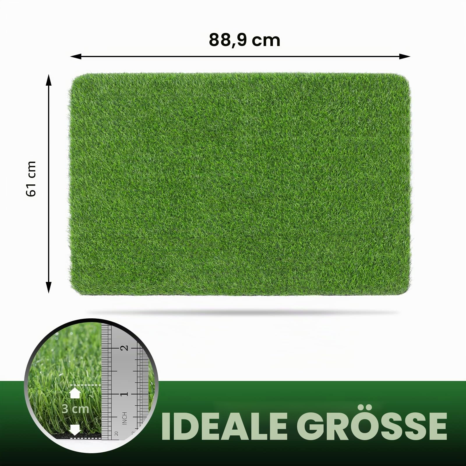 Treetone, Kunstrasen-Türmatte, dichter Rasenteppich für drinnen und draußen, ideal für Eingangsbereich, Terrasse oder Garten, realistische Hundematte aus synthetischem Gras – 60×90 cm