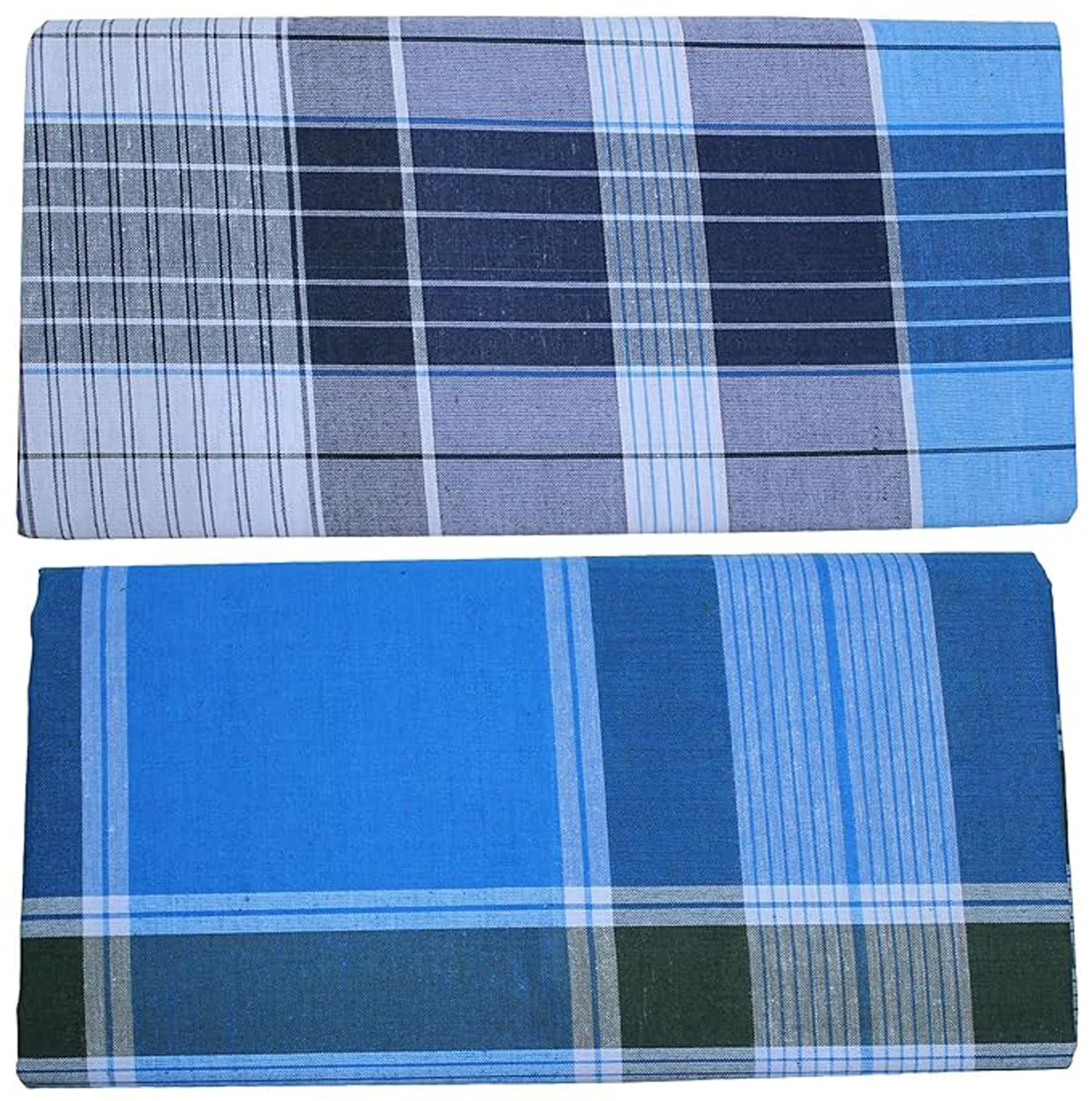 blue diamond 786 Traditional Cotton Lungi Set (Pack of 2), Blue Pattern, Checkered Design Sarong Dhoti for Men, (Size 2.25 Meter) Assorted Checks as per Availabilty-picture-20