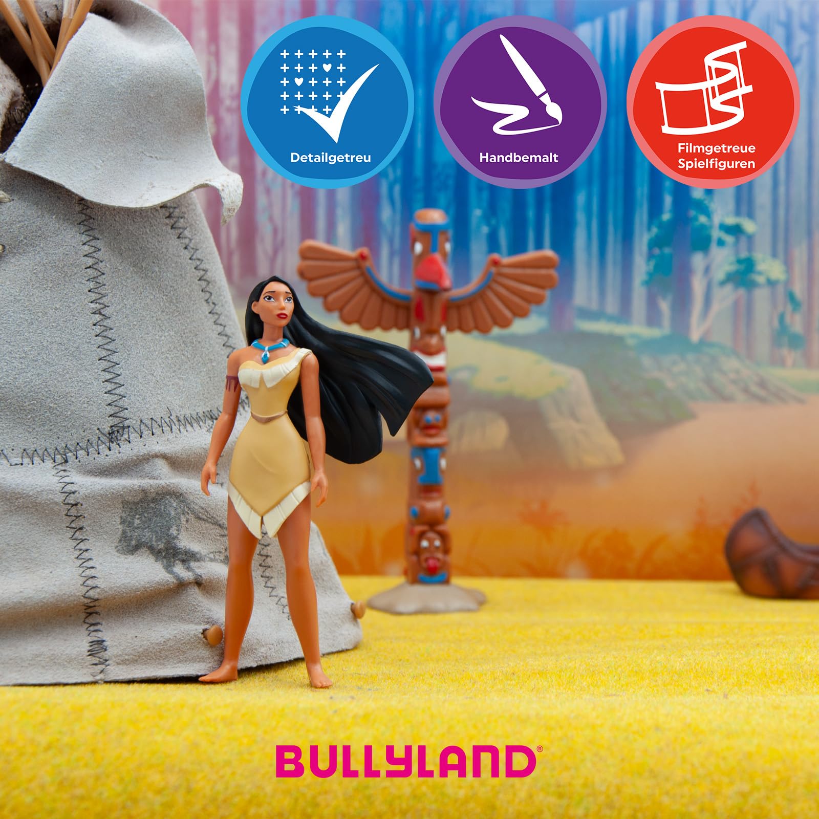 Bullyland 11355 - Figurka do zabawy Pocahontas od Walta Disneya Pocahontas, ok. 10 cm, wierne odwzorowanie szczegółów, idealna jako figurka na tort i drobny prezent dla dzieci od 3 roku życia