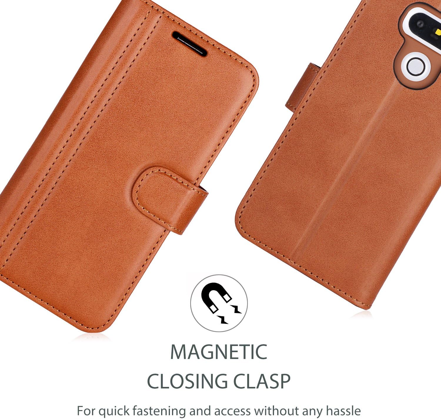 LG G6 Case, ProCase Folio Folding LG G6 Wallet Case with Flip Cover and Stand, Credit Card Slots and Kickstand Protective Case for LG G6 2017 -Brown