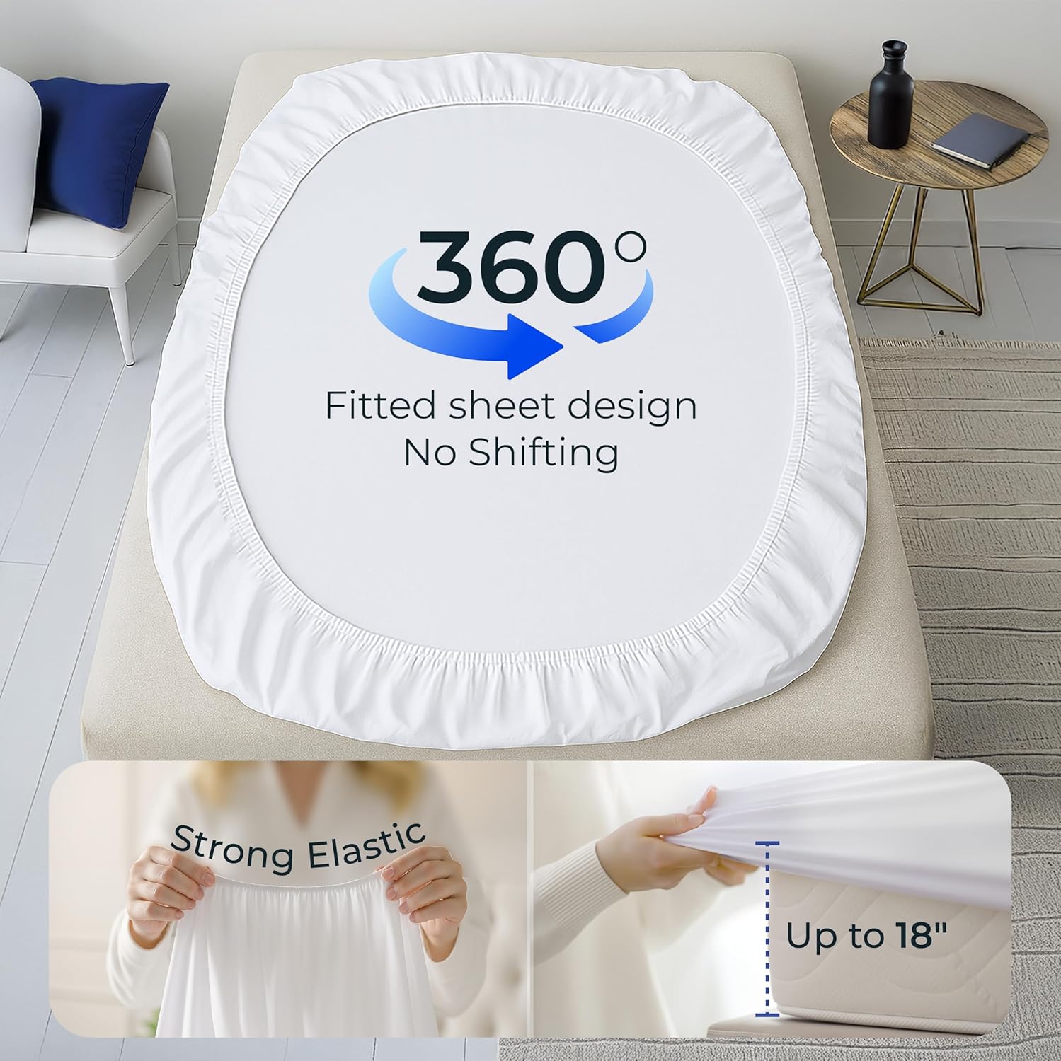 2 Pack Twin Size Premium Waterproof Mattress Protector, Soft Breathable Mattress Pad, Noiseless Waterproof Bed Cover - Stretch to 15" Fitted Deep Pocket Mattress Protection - Image 4