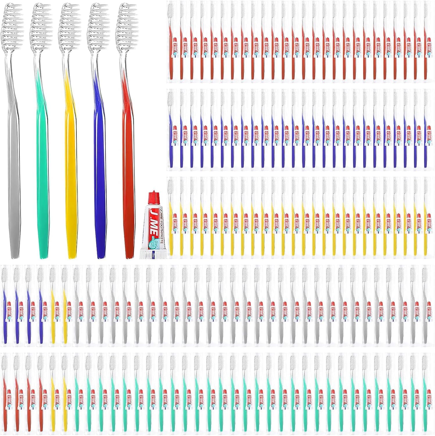 150 cepillos de dientes desechables con pasta de dientes, empaquetados individualmente higiénicamente, cepillos de dientes de viaje manuales con cerdas suaves para huéspedes del hotel, donaciones para