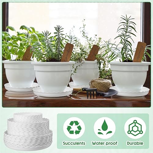 Miniatura 4 de FoldTier 30 platillos ondulados para plantas de 6, 8, 10 pulgadas, redondos, de plástico, para macetas, bandeja de drenaje de plantas, bandejas de