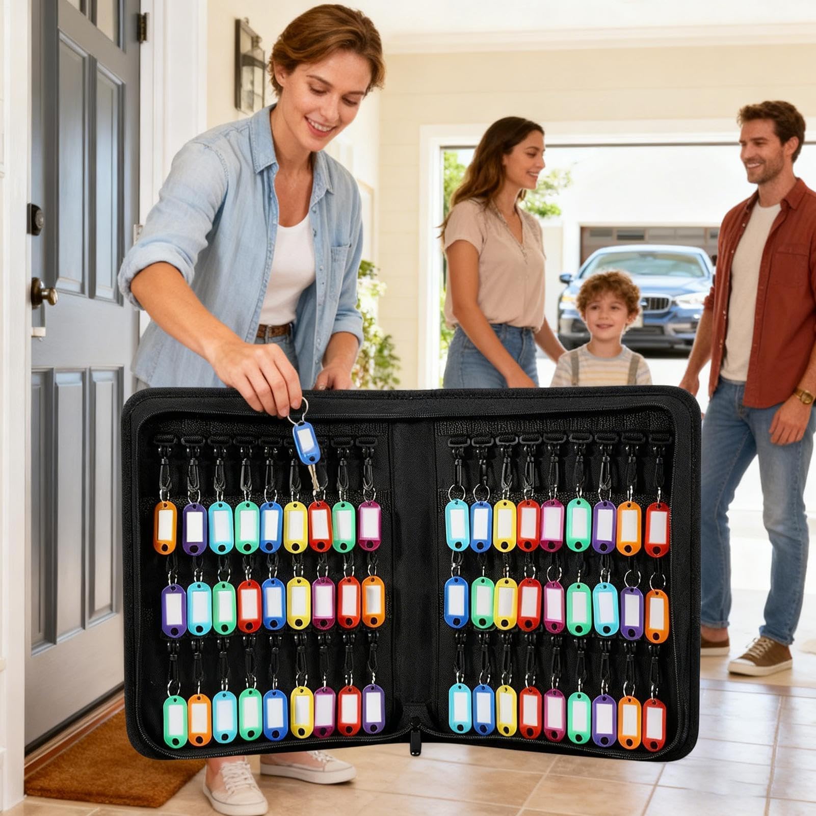Organizador de almacenamiento de llaves, funda impermeable ignífuga con cremallera para 54 llaves, ideal para el hogar, oficina, hoteles y alquileres, ideal para ejecutivos y propietarios