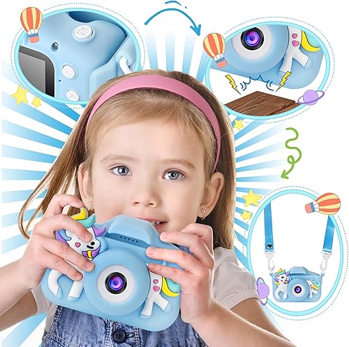 Miniatura 2 de Cámara infantil para niños con tarjeta de 32 GB, pantalla HD IPS de protección ocular, cámara digital para selfie infantil con protección de lente