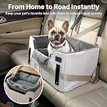 Veehoo 2-in-1 Dog Car Seat & Pet Bed for Small Medium Dogs up to 50lbs, Foldable Travel Puppy Pet Booster Car Seat with Safety Leash, Non-Slip Removable Washable Cover, 62 x 46 cm, Grey