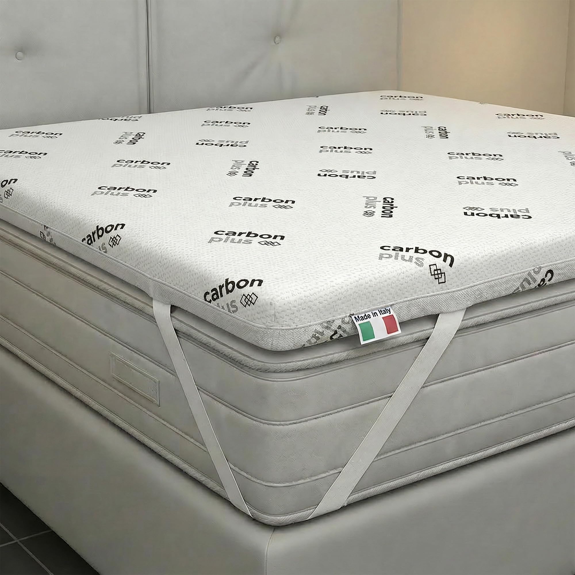 Topper Memory Foam 160x190 Matrimoniale, Made in Italy, Carbonio - Materasso per Massimo Confort - Letto Morbido per un Sonno Profondo (Matrimoniale - Carbonio)