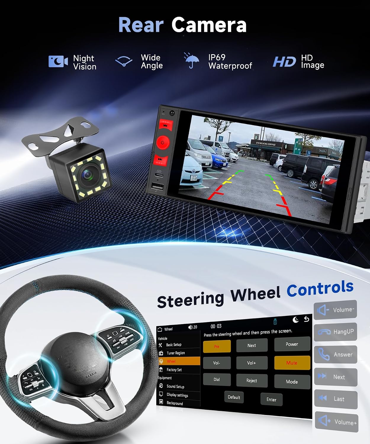 6" Single Din Car Stereo with Wireless A-pple Carplay Android Auto image 5