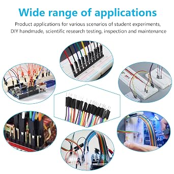 120 Pcs Multicolored Dupont Wire, Jumper Wire Cable 40pin Male to Female,40pin Female to Female,40pin Male to Male, Dupont Breadboard Ribbon Cables Jumper Ribbon Cables,Compatible for Arduino
