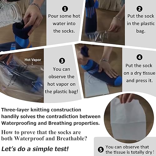 Miniatura 6 de RANDY SUN Calcetines impermeables, unisex, para ciclismo, caza, pesca, correr, 1 y 2 pares