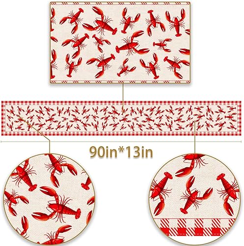 Miniatura 6 de Pudodo Camino de mesa de hervido de cangrejo langosta mariscos ebullición de búfalo a cuadros cumpleaños cocina comedor decoración del hogar 13 x 90