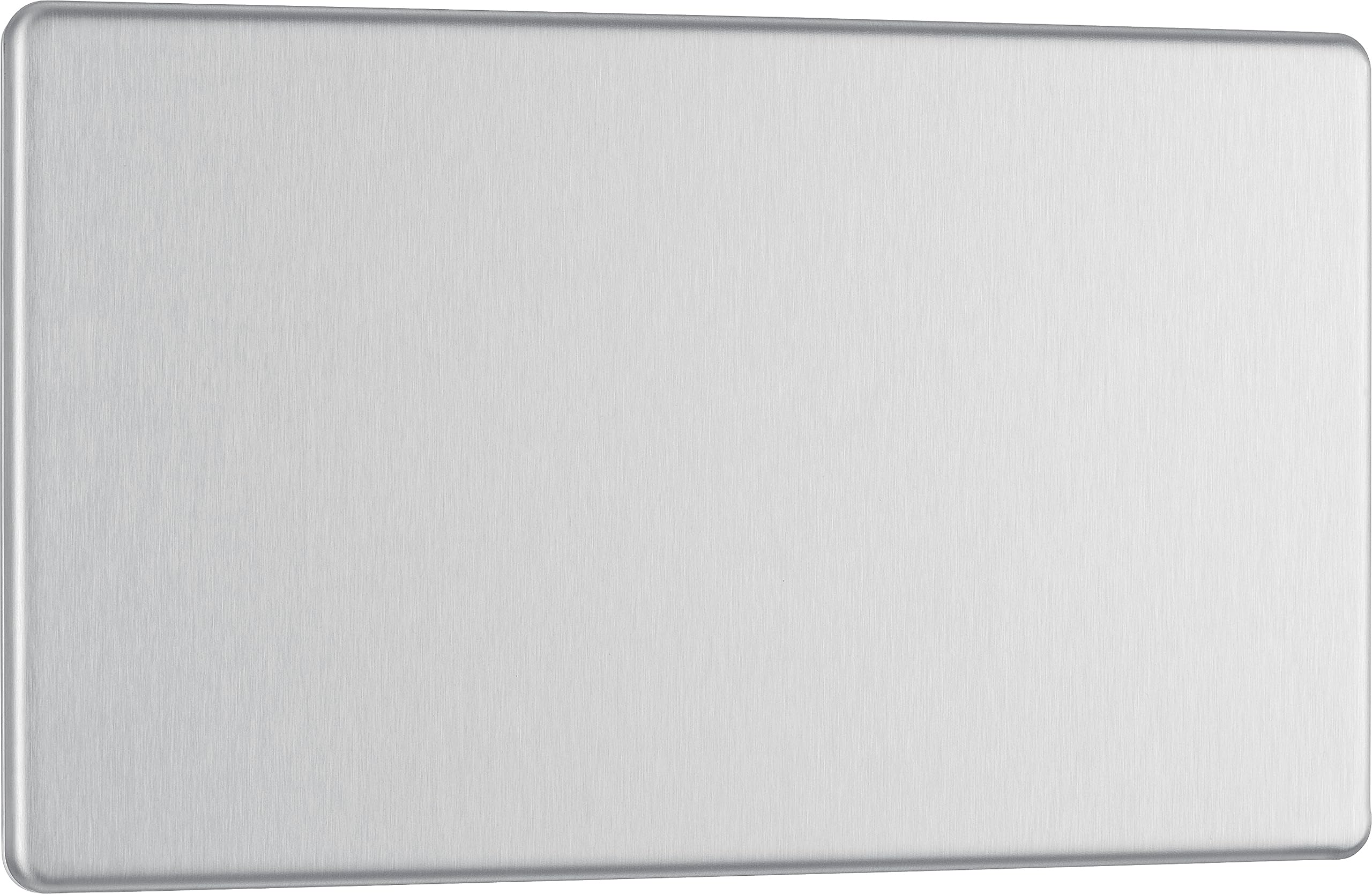 BG FBS95 Screwless Flatplate Blank Plate 2 Gang (Brushed Steel)