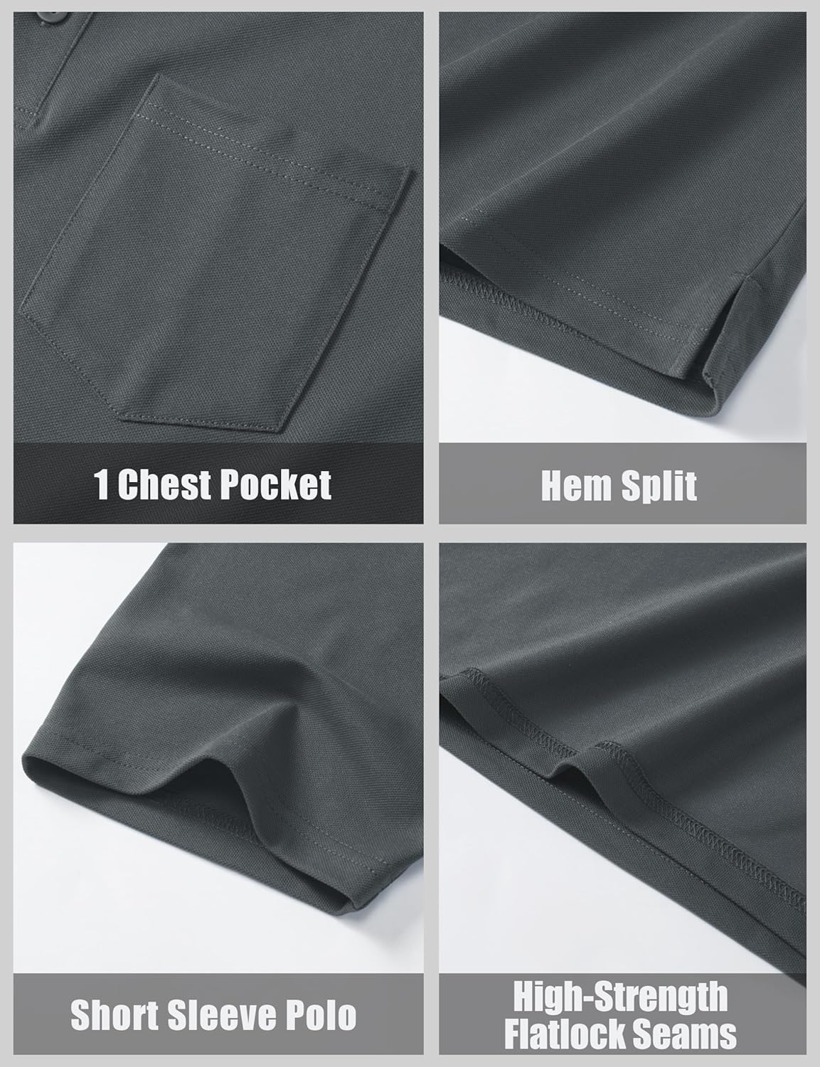 MAGCOMSEN Mens Polo Shirts Short Sleeve Cotton Pique Golf Shirts with Pocket Casual Performance Moisture Wicking Polos - Image 6