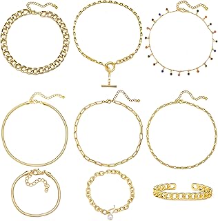 Sponsored Ad - 17 MILE Gold Chain Necklace and Bracelet Sets for Women Girls Dainty Link Paperclip Choker Jewelry