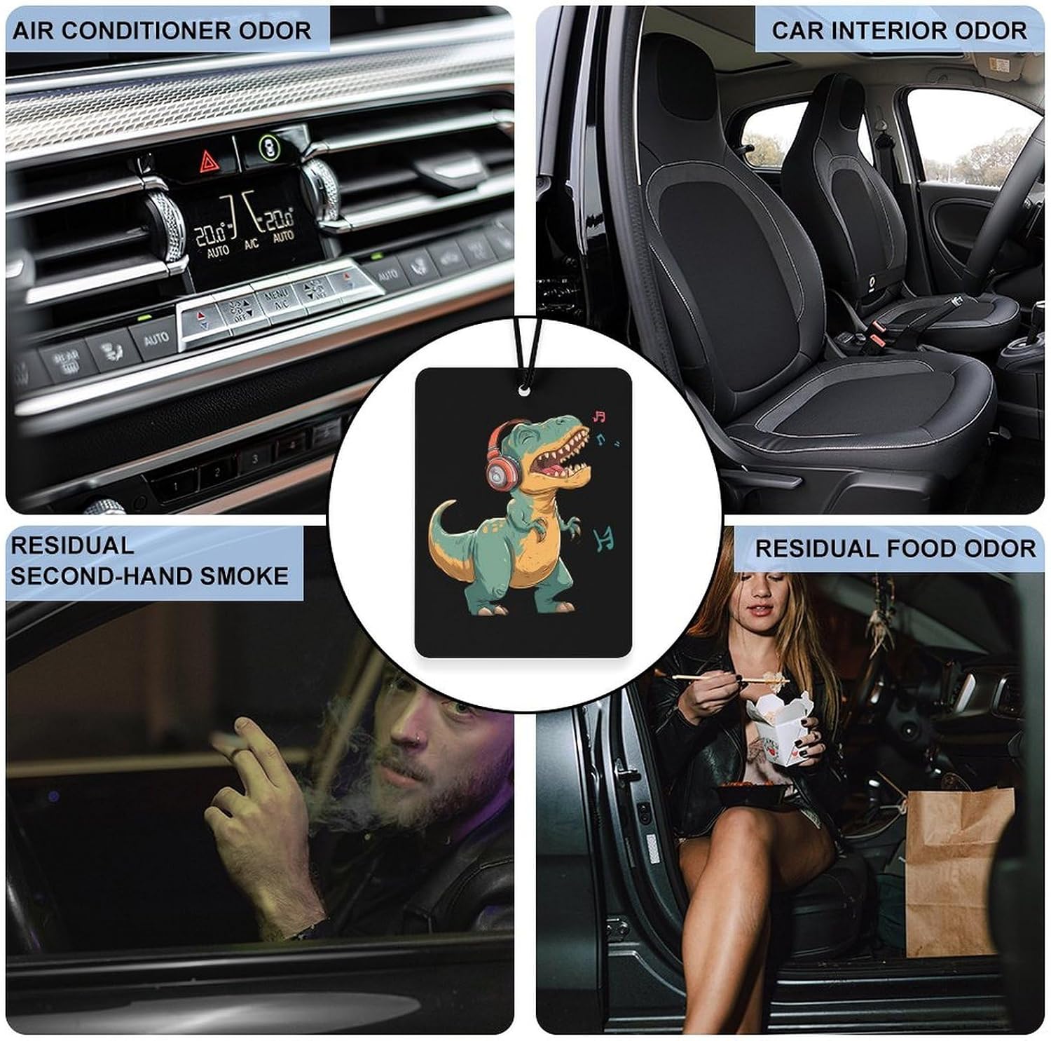 Dinosaur Music Notes Car Air Freshener Cute Hanging Aromatherapy Tablets for Car Home Square