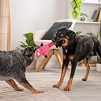 Vista 7 de goDog Checkers Skinny Pig Tough Plush Toy with Chew Guard Technology, Durable Checkered Fabric & Squeaker for Active Play, Small