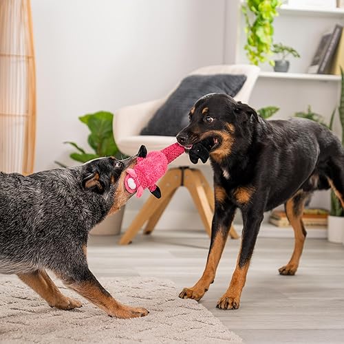 Miniatura 7 de goDog Checkers Skinny Pig Tough Plush Toy with Chew Guard Technology, Durable Checkered Fabric & Squeaker for Active Play, Small