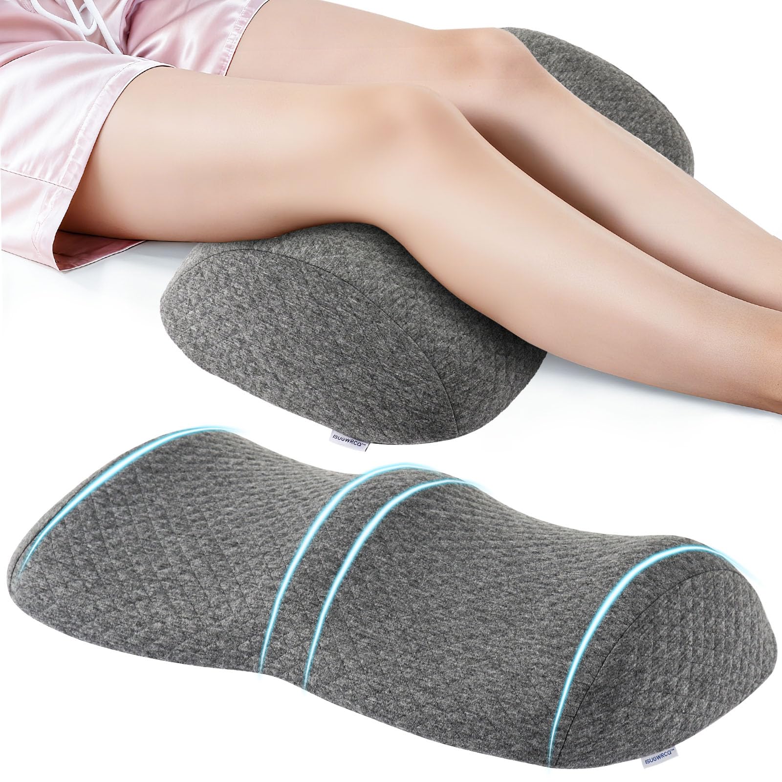 Photo 1 of Ergonomic Knee-contouring Wedge Pillow for Back Sleeping, Memory Foam Bolster Leg Pillow for Muscle Relaxation, Sleep Improvement, Knee Support, Leg Elevation, Skin-friendly Air-Layer Fiber(Dark Grey)