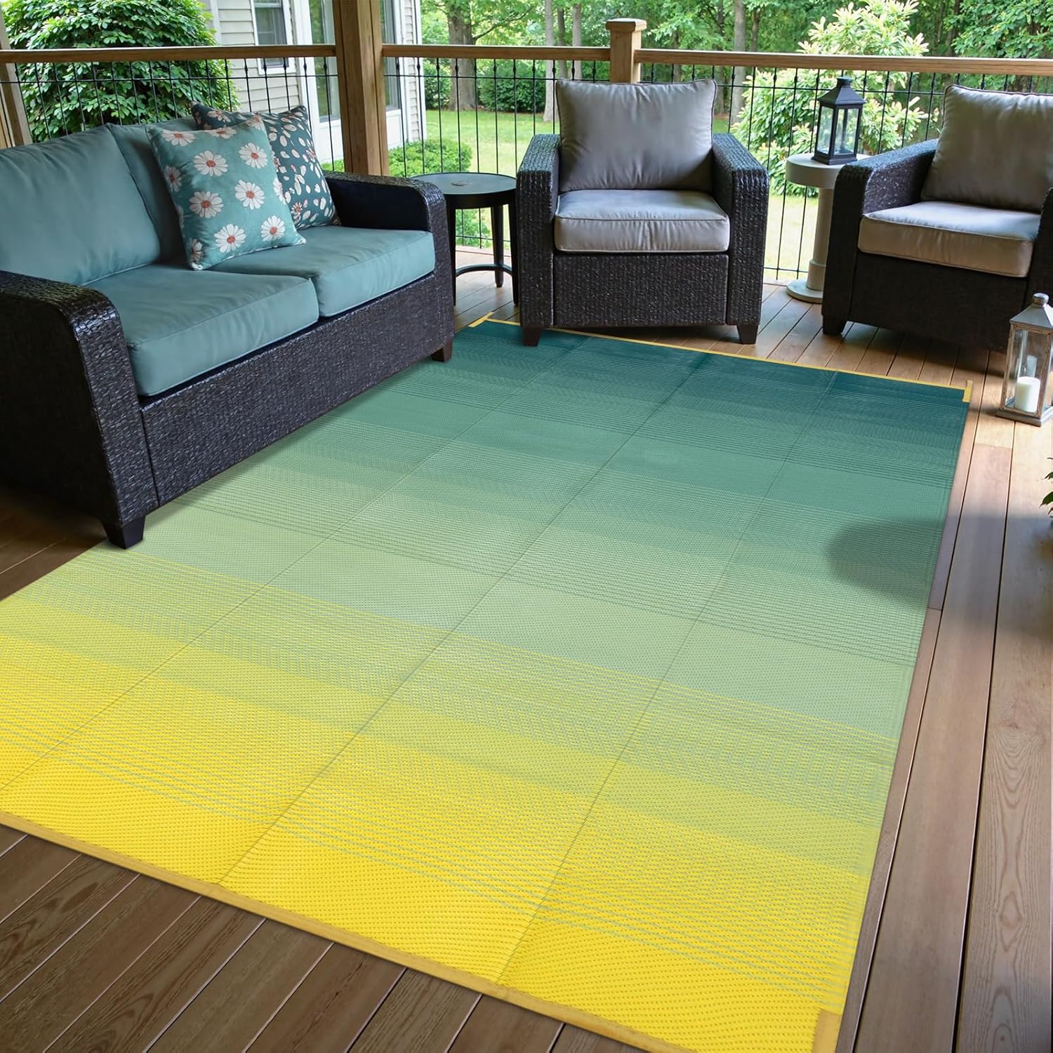Transform Your Outdoor Space with the Anidaroel Ombre 6x9ft Waterproof Rug!