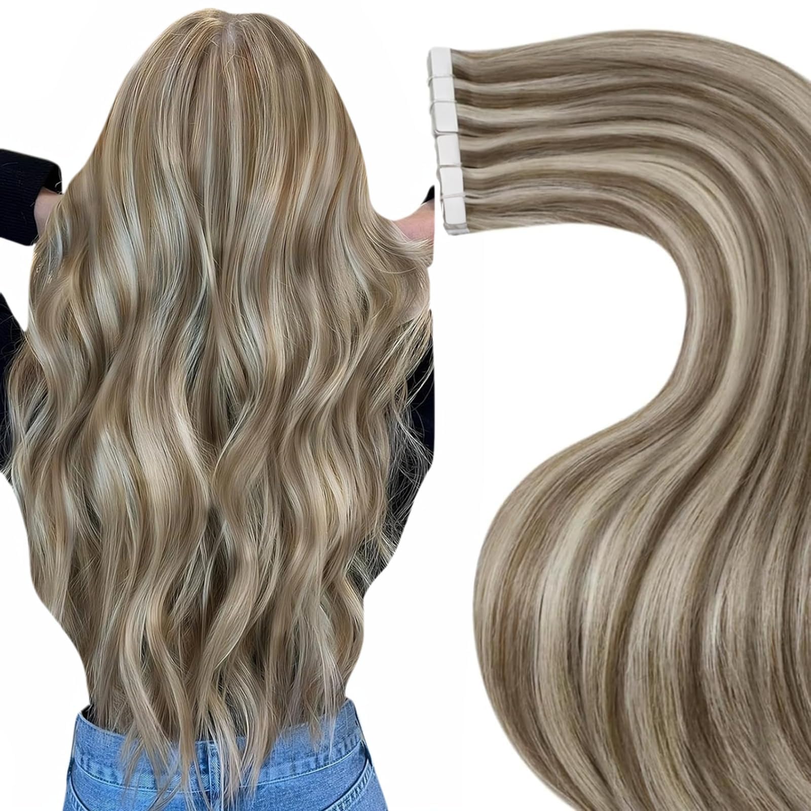 LaaVoo Tape in Extensions Echthaar Remy Haarverlängerung Echthaar Extensions Tapes