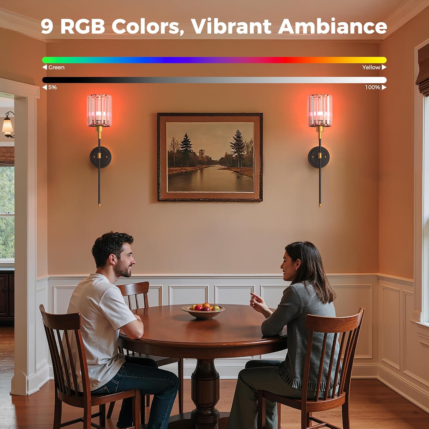 L LOHAS LED Battery Operated Wall Sconces Set of 2, Single Black and Copper Wall Sconce with Crystal Shade - Modern Vanity Lighting Fixture for Bathroom, Bedroom, Mirror, Living Room, Hallway