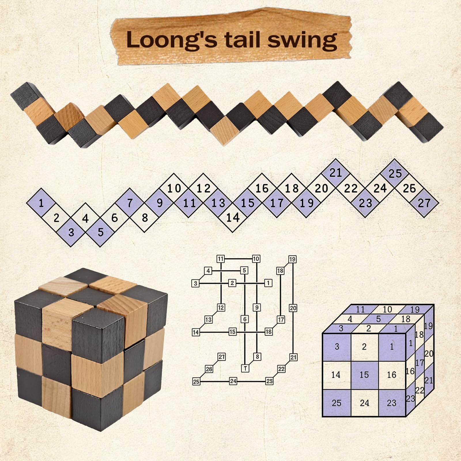 Casse-tête en bois 3D - Jeu de puzzle géométrique logique - Blocs éducatifs pour enfants et adultes