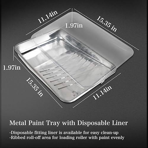 Miniatura 5 de ETERNA Kit de rodillos de pintura, 9 piezas de suministros de pintura para pintura de casa, con bandeja de pintura de metal y rodillos de pintura de