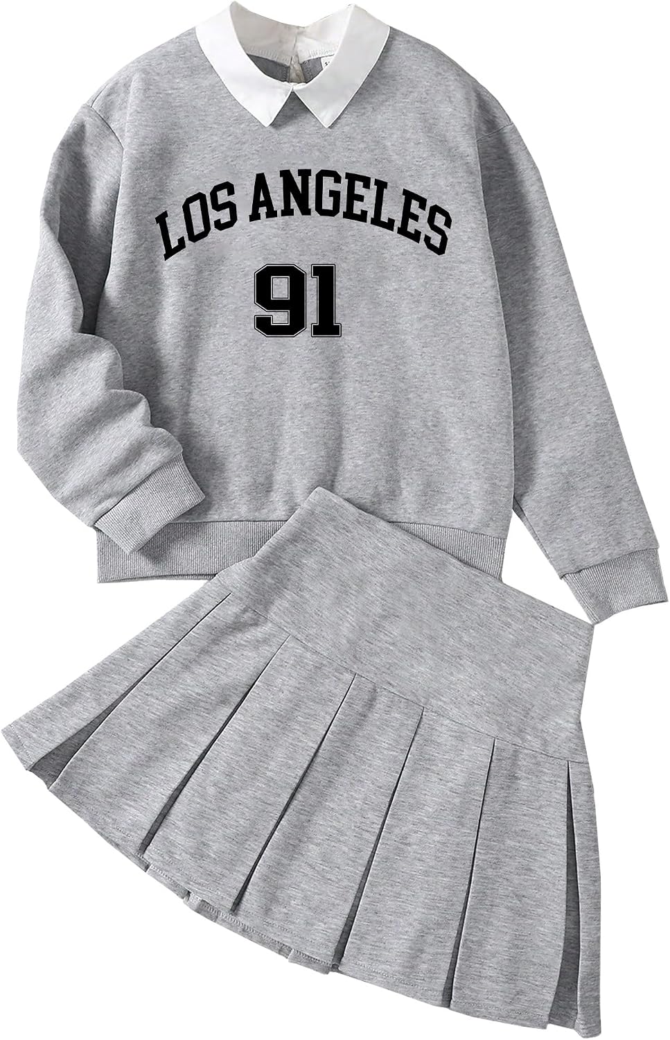 Girls 2 Piece Outfits Preppy Sweatshirt and Skirt Set