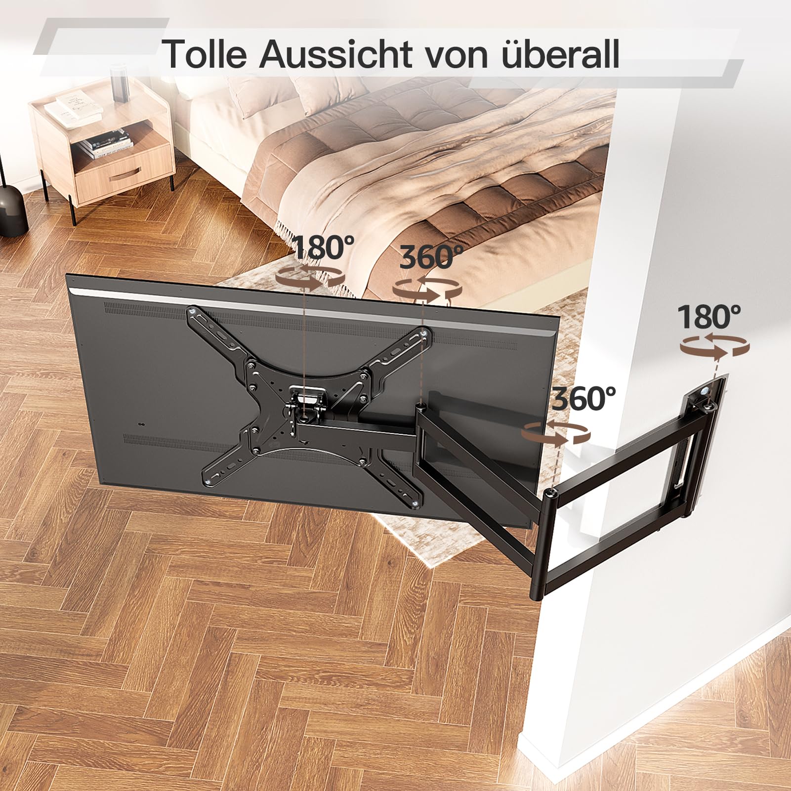 ELIVED Lang Arm TV Wandhalterung für die meisten 26-65 Zoll Fernseher, Eck TV Halterung Ausziehbar 950mm, Max. VESA 400x400mm, Hält bis zu 35KG, EV3018