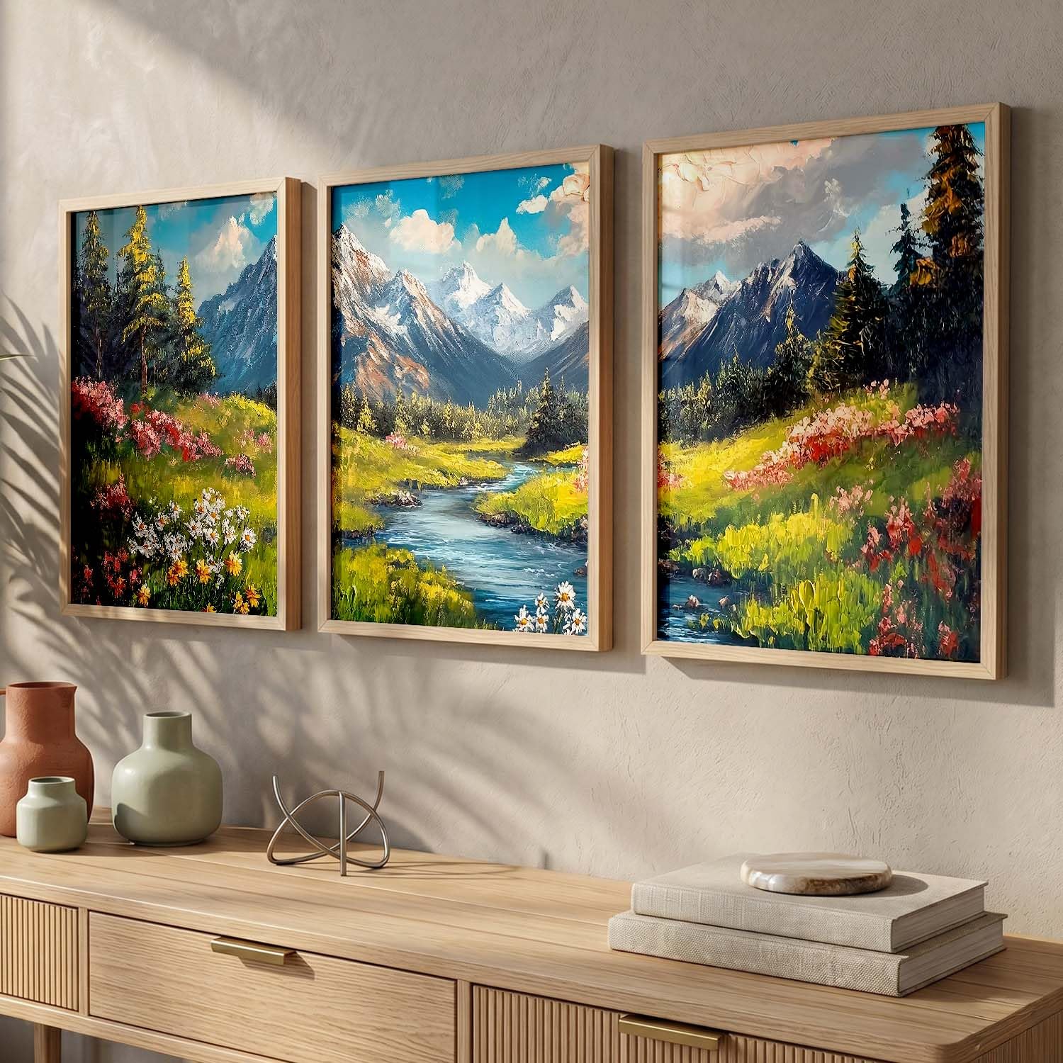 Mountain Wall Art Set - 3 Framed Paintings -15