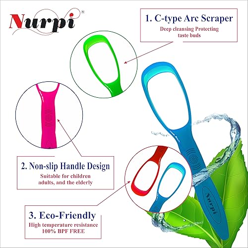 Miniatura 3 de Nurpi Limpiador de lenguas de plástico premium para adultos y niños, fácil de usar, apto para viajes, paquete de 1