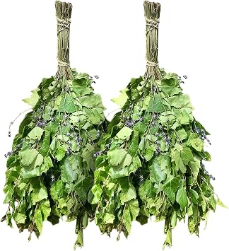 Aroma Spa Sauna Massage Whisk Venik Set of 2, Venik for Massage, Steam Sauna, Venik for Sauna, Banya Accessories Birch and Lavender