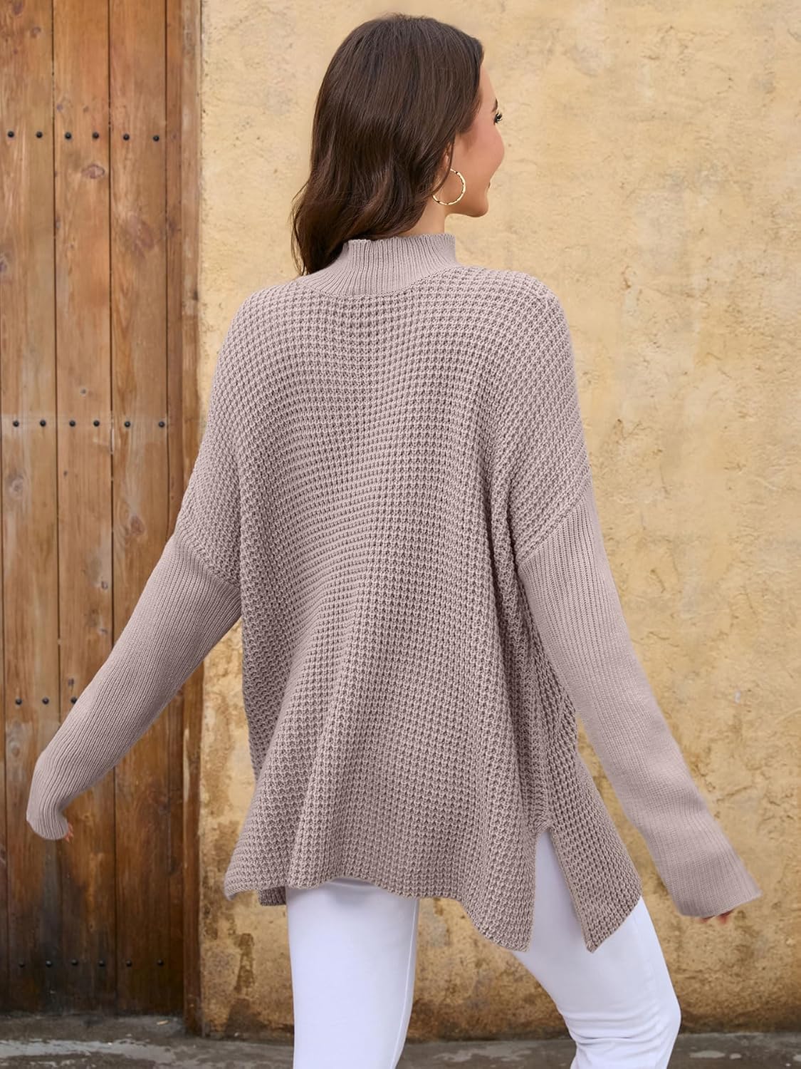 Womens Loose Sweater Oversized Turtleneck Long Batwing Sleeve Casual Winter Trendy Tops - Image 5